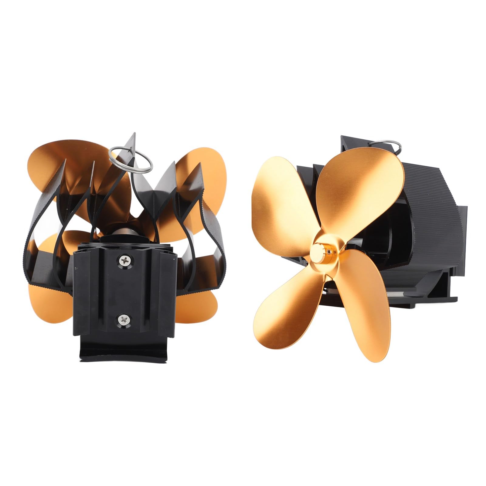 Ventilatore per camino a parete Ventilatore per stufa a legna alimentato a calore a 4 pale per camino con bruciatore a legna (Oro)