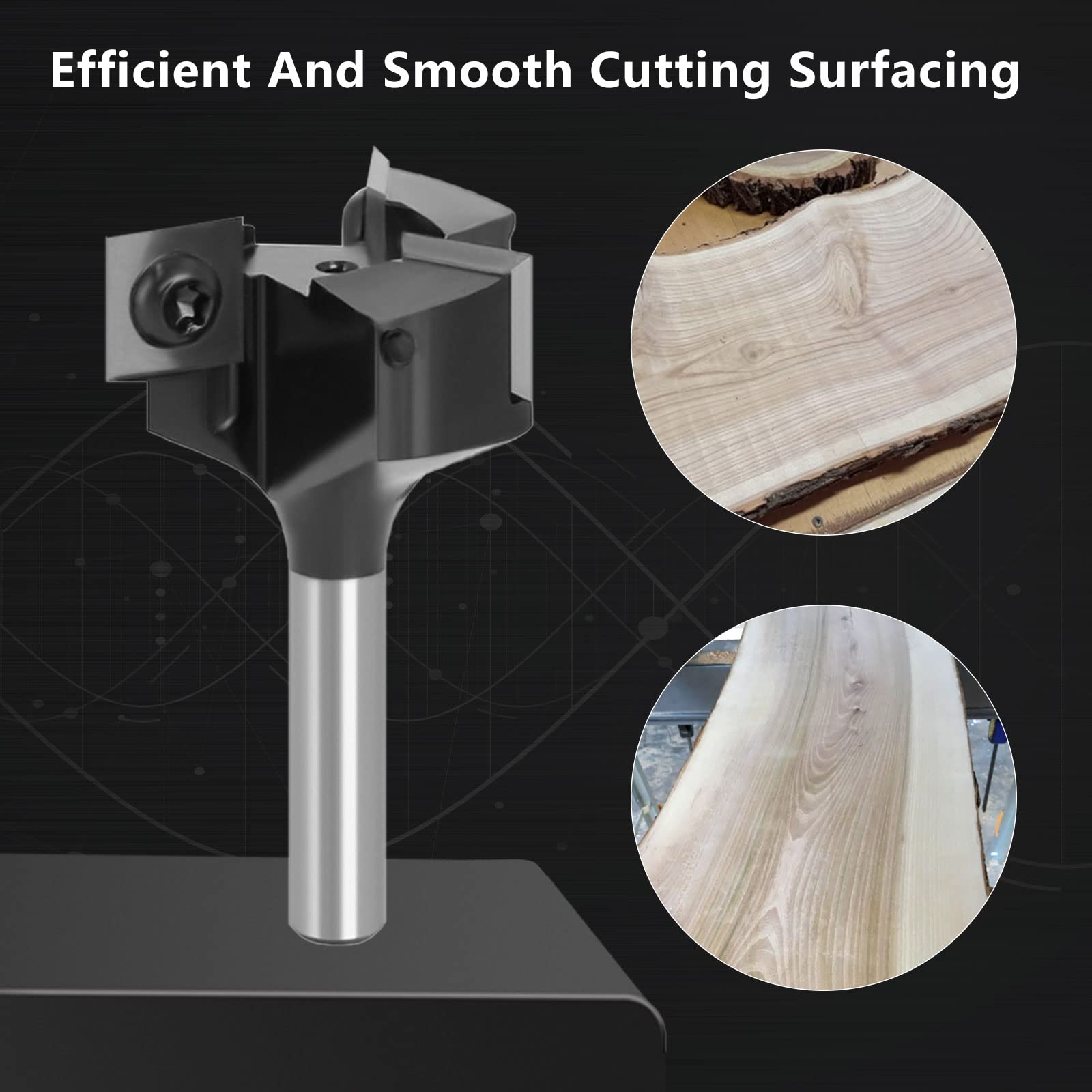Fresa Per Legno A 3 Scanalature Per Router CNC - Diametro Taglio 37/59 Mm, Gambo 8/12 Mm, Punta Per Appiattimento Lastre E Spoilboard