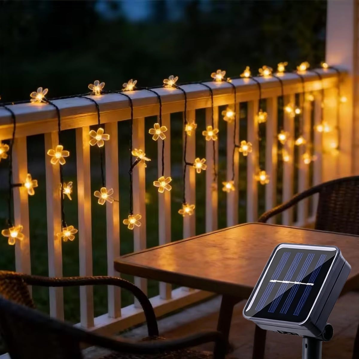 Treer Solar String Lights Outdoor Garden, Cherry Blossom Solar Powered Fairy Lights with 8 Modes IP65 Waterproof Outside Decorative for Patio Yard Festival Party Wedding (Warm White,5M 20LED)