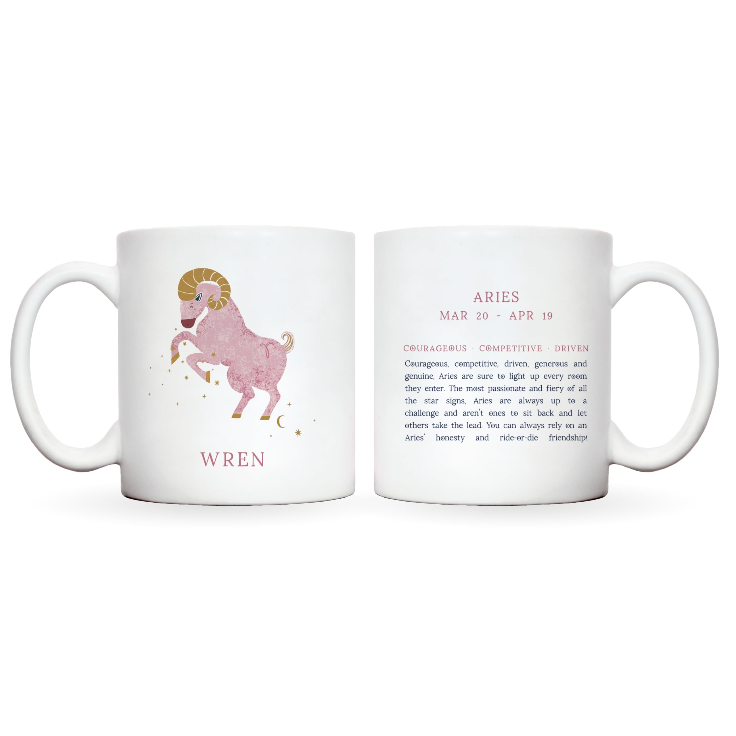 Personalised zodiac mug | zodiac gifts for women | zodiac coffee mug | zodiac signs mugs | 12 star sigs available with characteristics of star sign and illustrations (Aries)