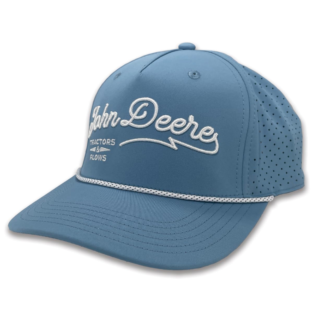 John Deere Unisex Indigo Blue Embroidered Raised Script Tractors & Plows Hat,