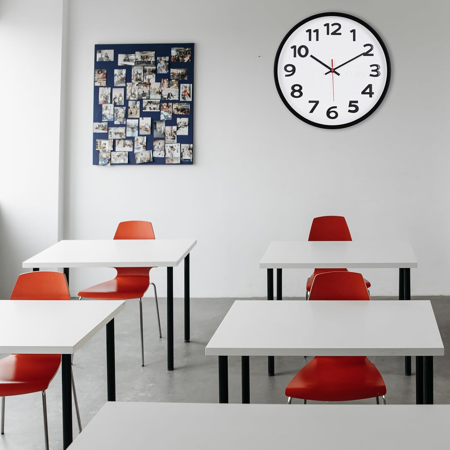 Keepcross 14 Inch Wall Clock Battery Operated Silent Non-Ticking, 3D Big Numbers Easy to Read, Analog Quartz Round Clock