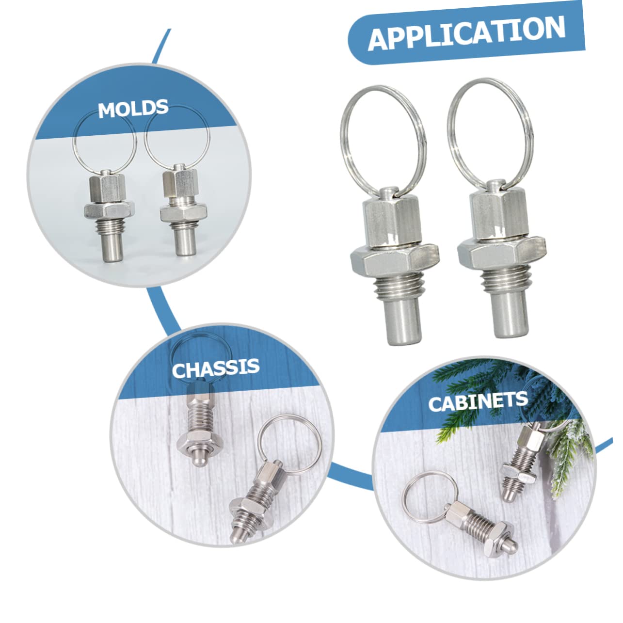 CORHAD 4pcs Spring Pull Ring Spring Plunger indexing pin Spring Loaded Plunger Non Lock- Out knob Plunger Press fit Plunger Spring Lock- Out Telescopic Stainless Steel Accessories