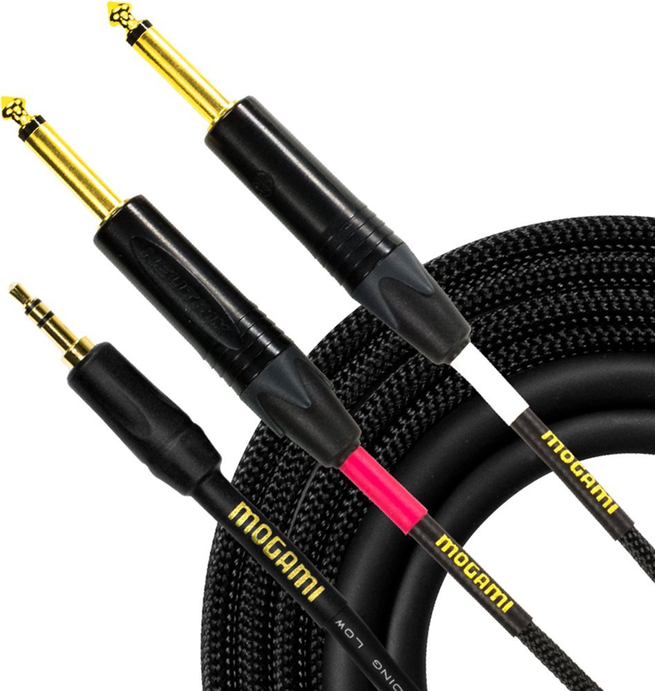 Mogami Gold 3.5 – 2TS a doppia spina cavo adattatore a Y, Audio stereo 3.5 mm TRS 1/10,2 cm TS connettori spine, contatti dorati, dritto 3 Foot
