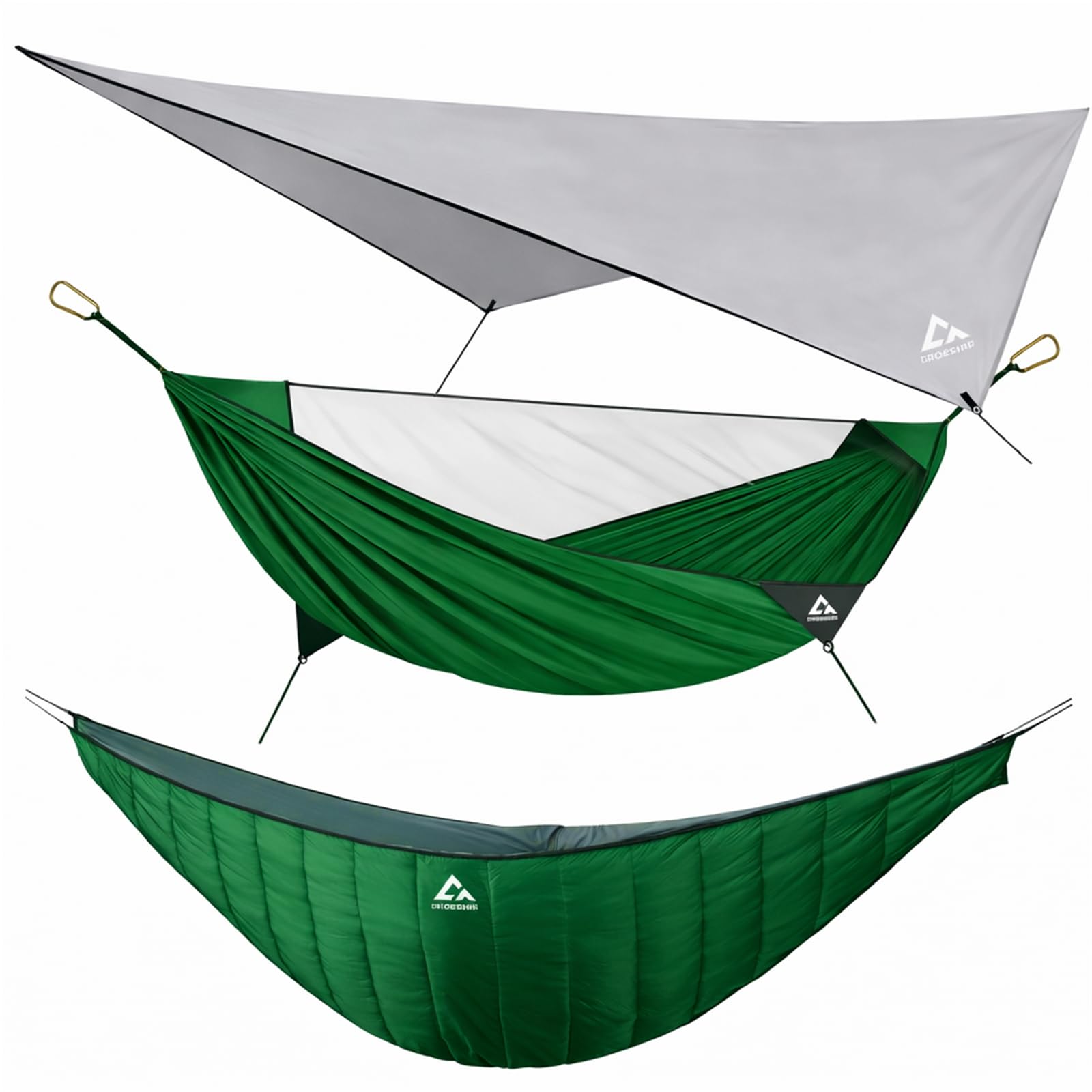 CROSSHIP Camping Hammock with Mosquito Net, Underquilt & Rain Fly Tarp