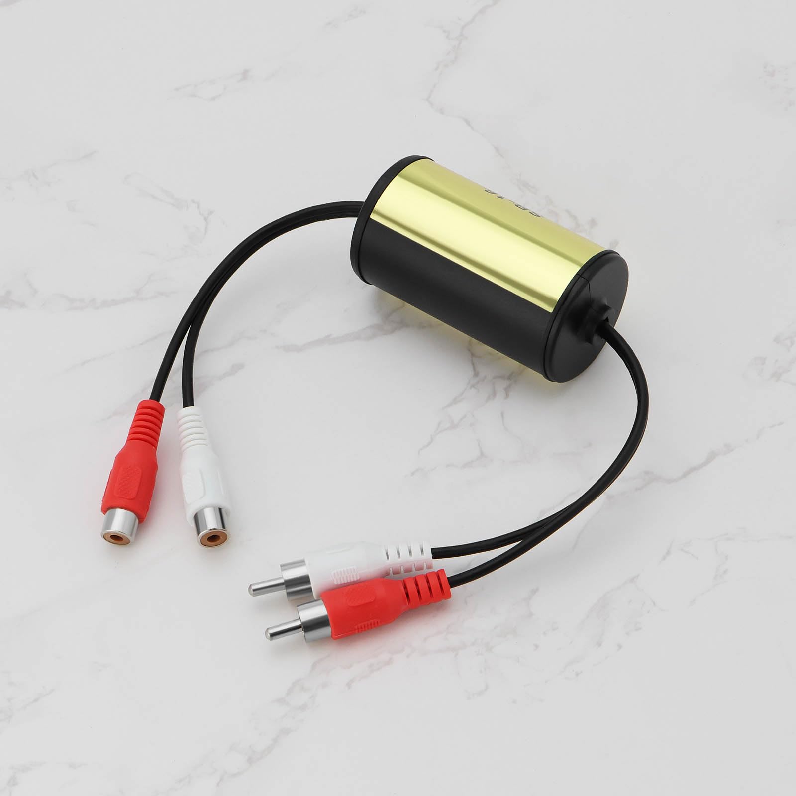 2 szt. skutecznie redukujący hałas audio RCA męski na żeński 2-kanałowy filtr audio do samochodowego audio i domowych wzmacniaczy audio