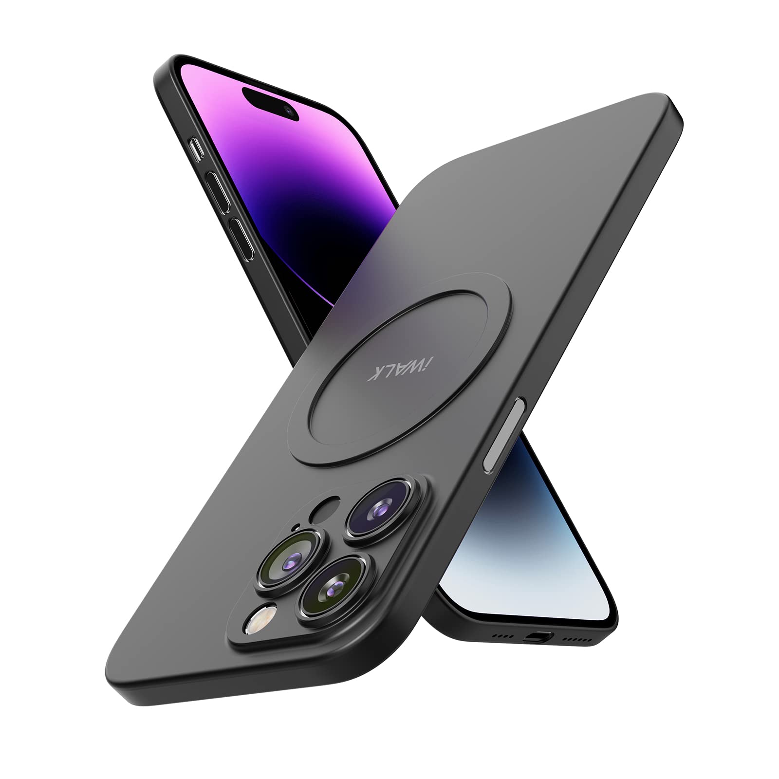 iWALK Leggings Case with Magnetic Designed Compatible with iPhone 14 Pro Max 6.7 Inch,[2022 New Ultra Thin Lightweight],Camera Protection and Anti-Scratch Phone Case with Glass Screen Protector,Black