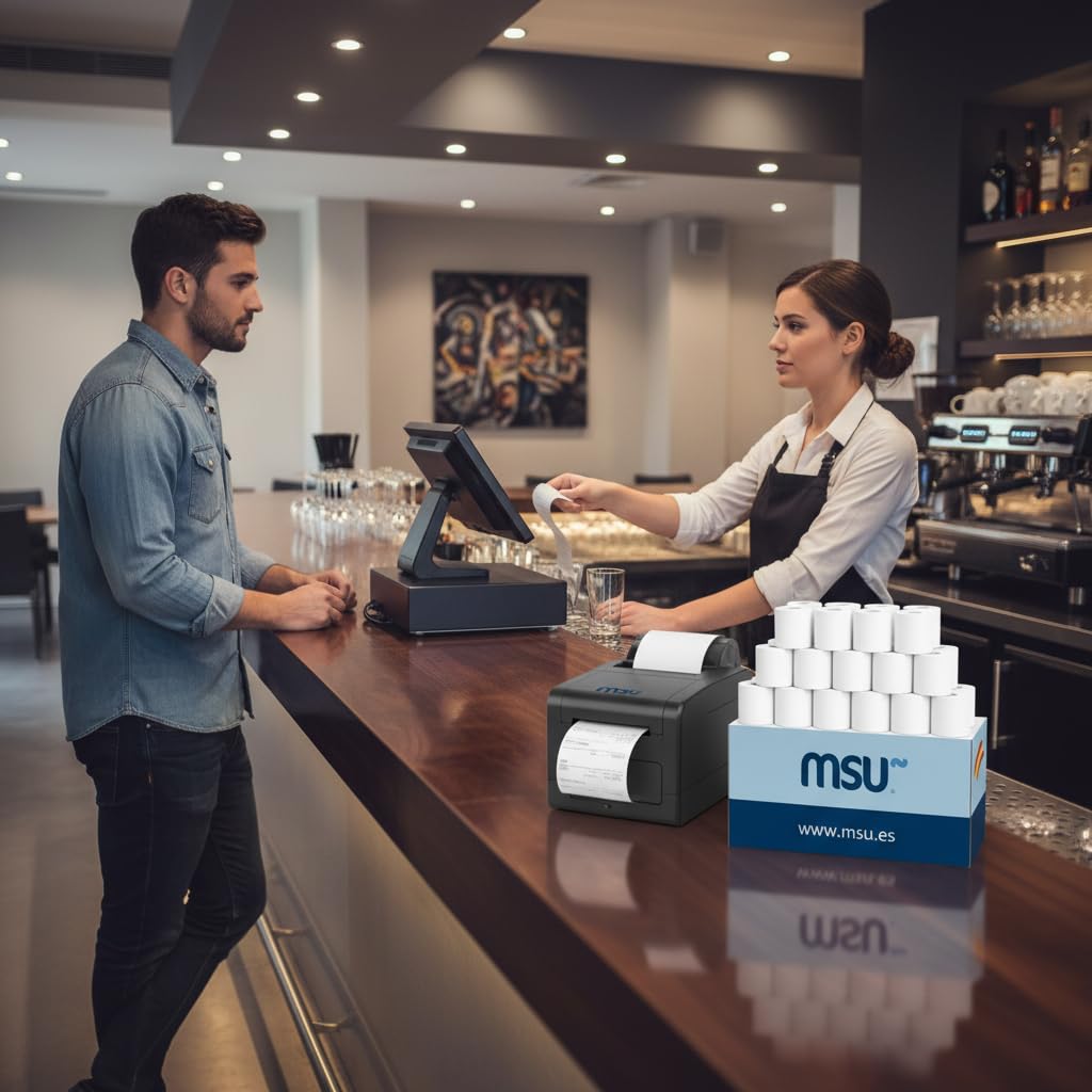 MSU | Rollo de papel térmico 80x80 mm, paquete 80 unidades | Libre de BPA, impresión duradera y limpia | Para TPV y cajas registradoras