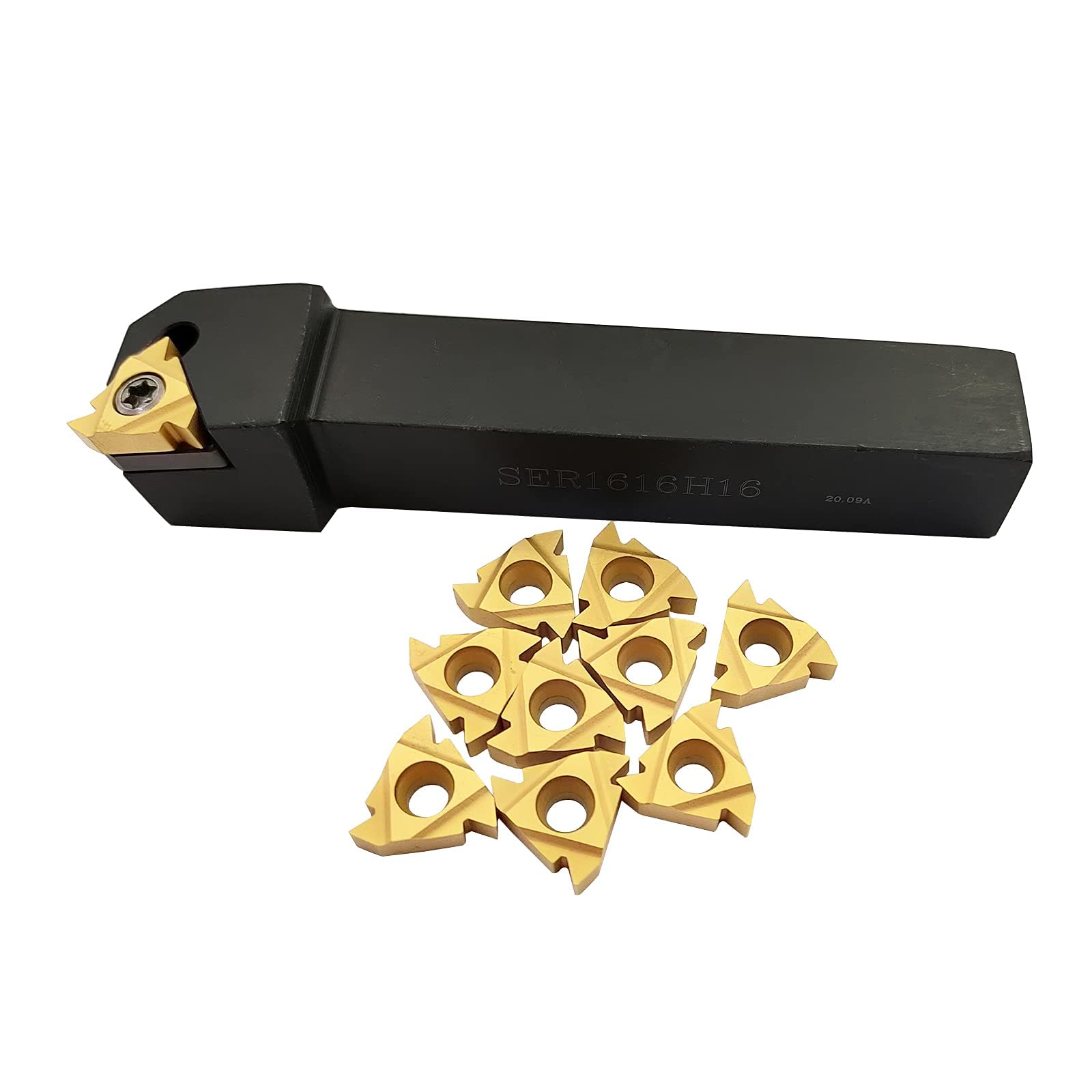 5/8" SER1616H16 Porte-outil de tournage en carbure de tungstène indexable avec 10 lames 16ER AG60 BP010 en carbure indexable.