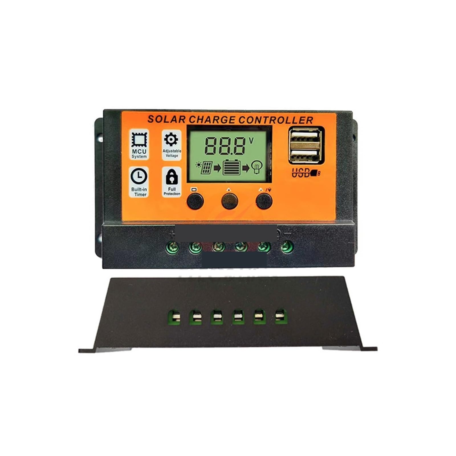 Regolatore di Carica Solare 100A Regolatore del Pannello Solare 12V/24V Regolatore della Batteria del Pannello Solare con Display LCD Regolabile con Porta USB(100A)
