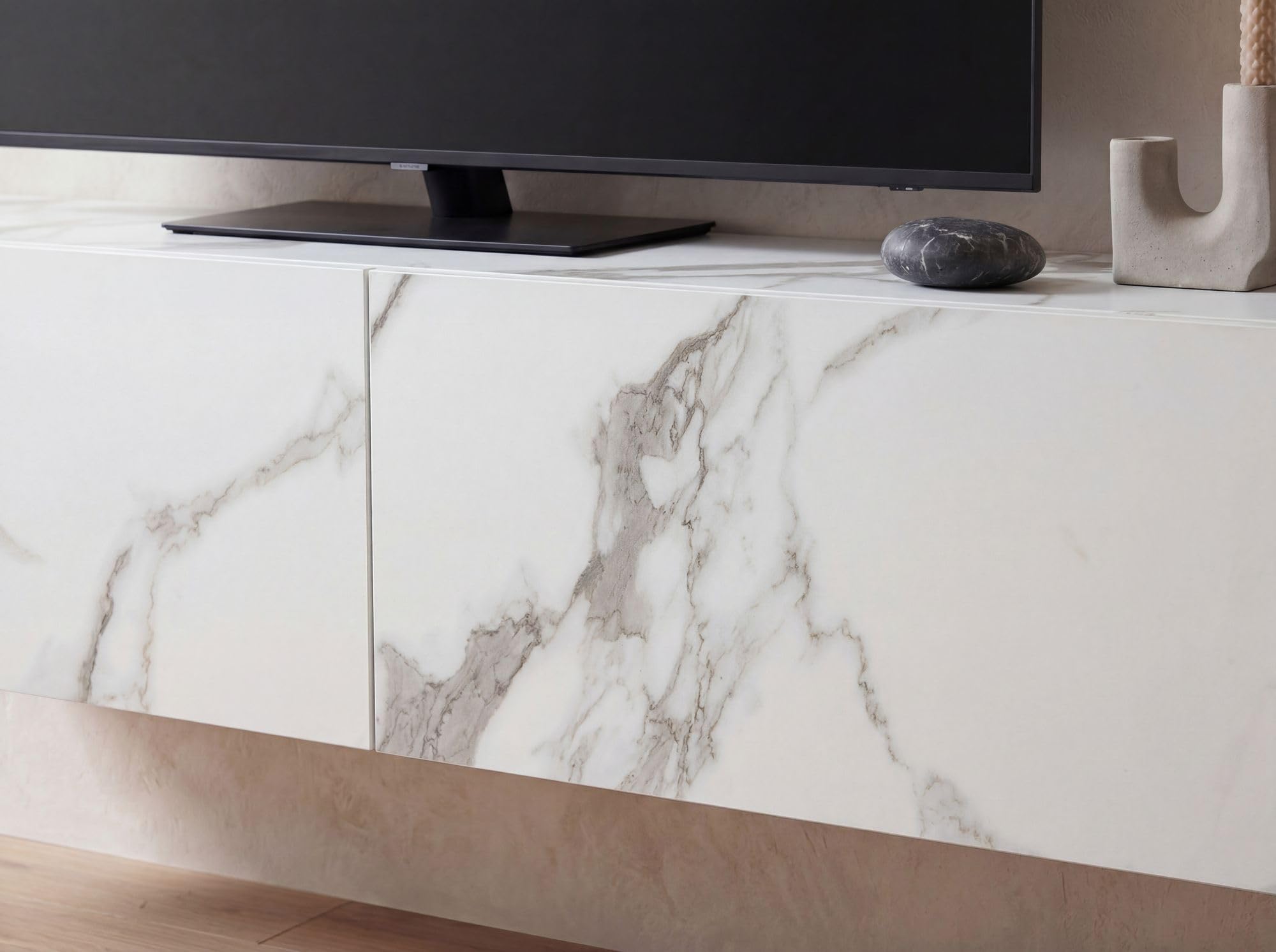 FineBuy - Mobile basso da appendere, effetto marmo, 120 x 30 x 30 cm