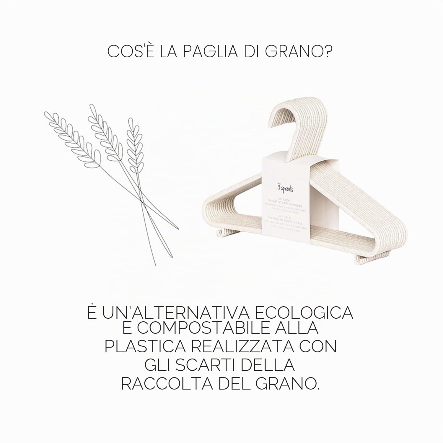 3 Sprouts Grucce Bambini Plastica Sostenibili Appendiabiti Colorati Confezione 30 Crema