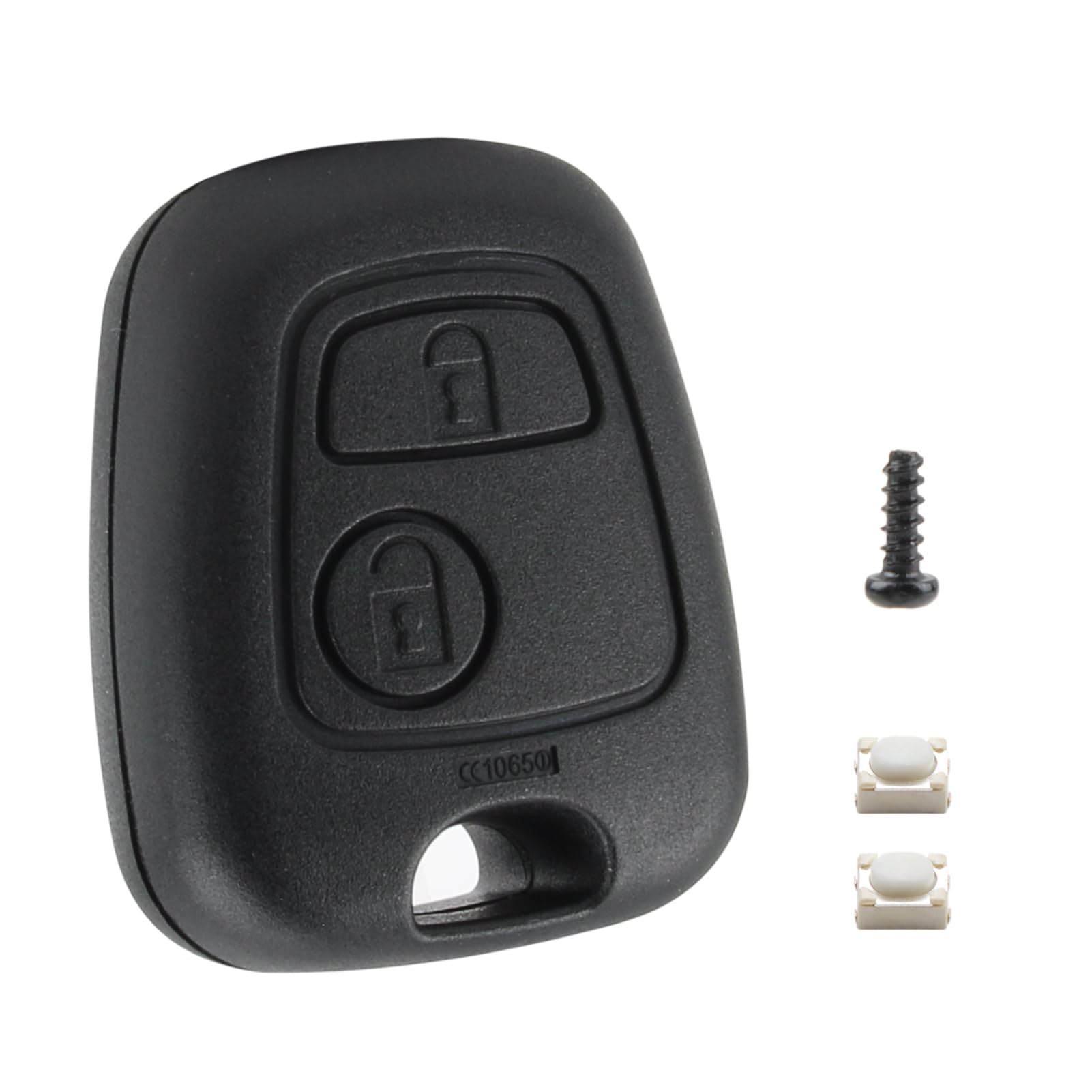 Guscio Chiave per Peugeot 2 Tasti, Cover Chiave Guscio Telecomando Compatibile con Peugeot 106, 107, 206, 207, 208, 407, 806, Citroen C1, C2, C3, C4, C5, Guscio di Ricambio + Due Micro Pulsanti