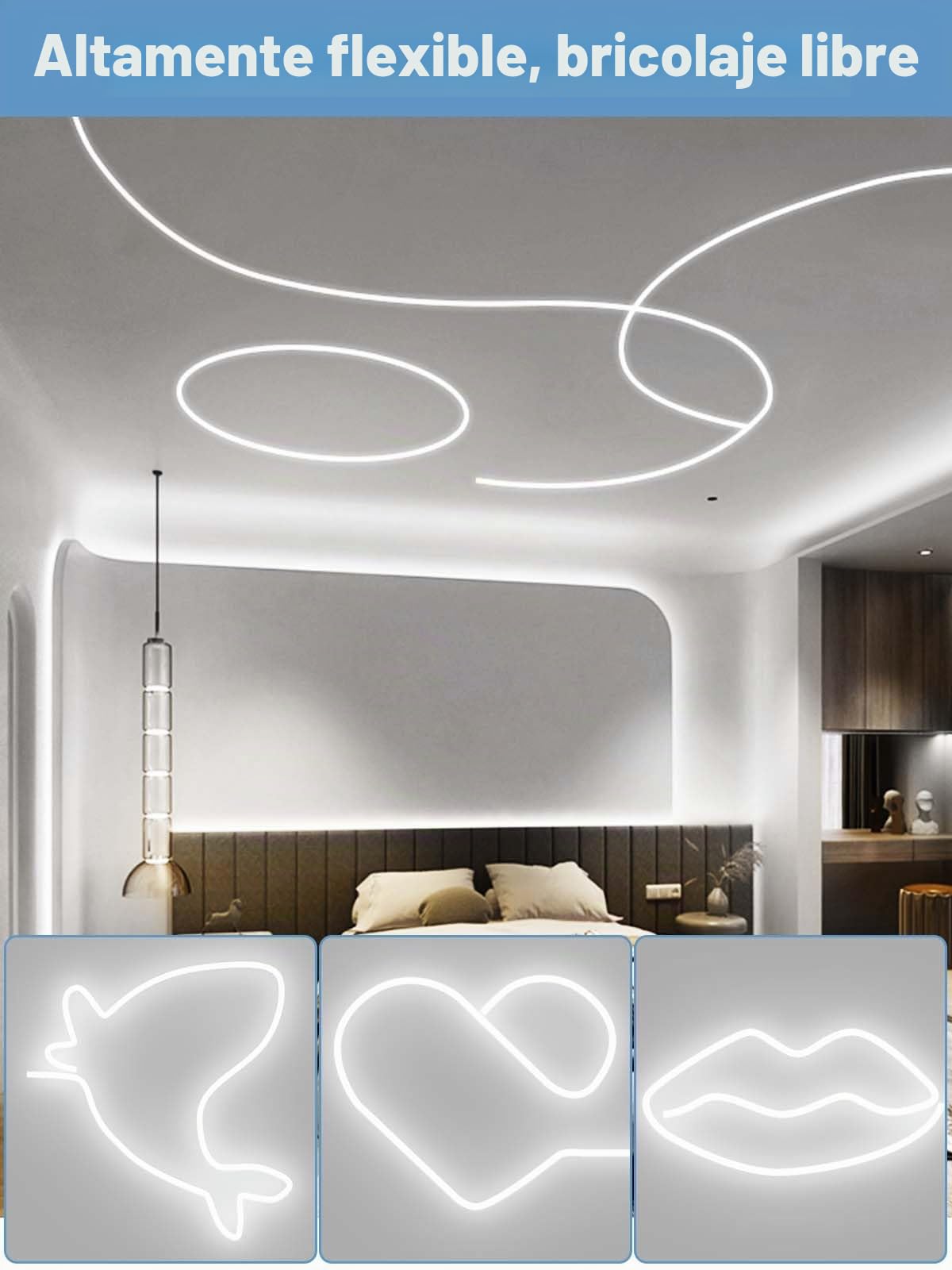 Tira de luces LED de 10 m, 10 m, color blanco frío, 6500 K, de silicona auténtica (no PVC) | Flexible, sin puntos de luz, regulable y cortable (5 cm), IP67 (enchufe seco) – para cocina, taller y oficina