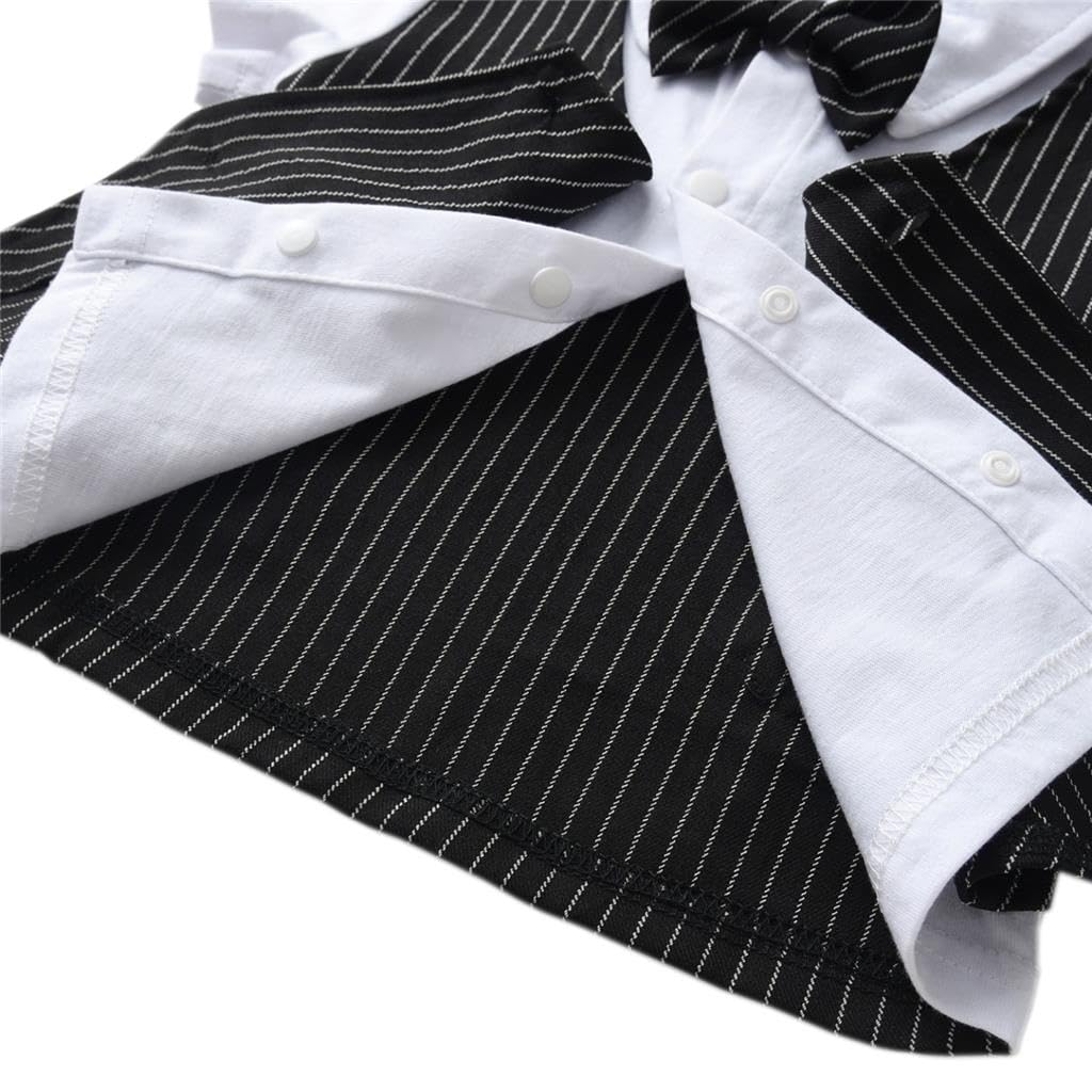 Lito Angels Completo Elegante Bambino Estivo Abito Formale con Gilet e Papillon, Nero Grigio Strisce