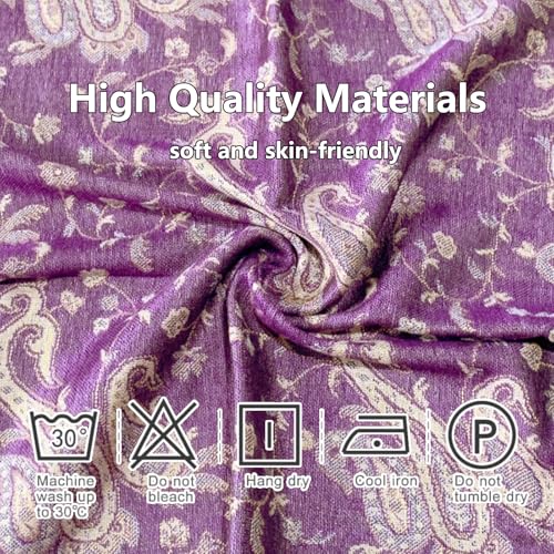 Image of Pashmina Scarf for Women Shawls and Wraps Reversible Paisley Vintage Jacquard Soft Silky Rave Scarves Men