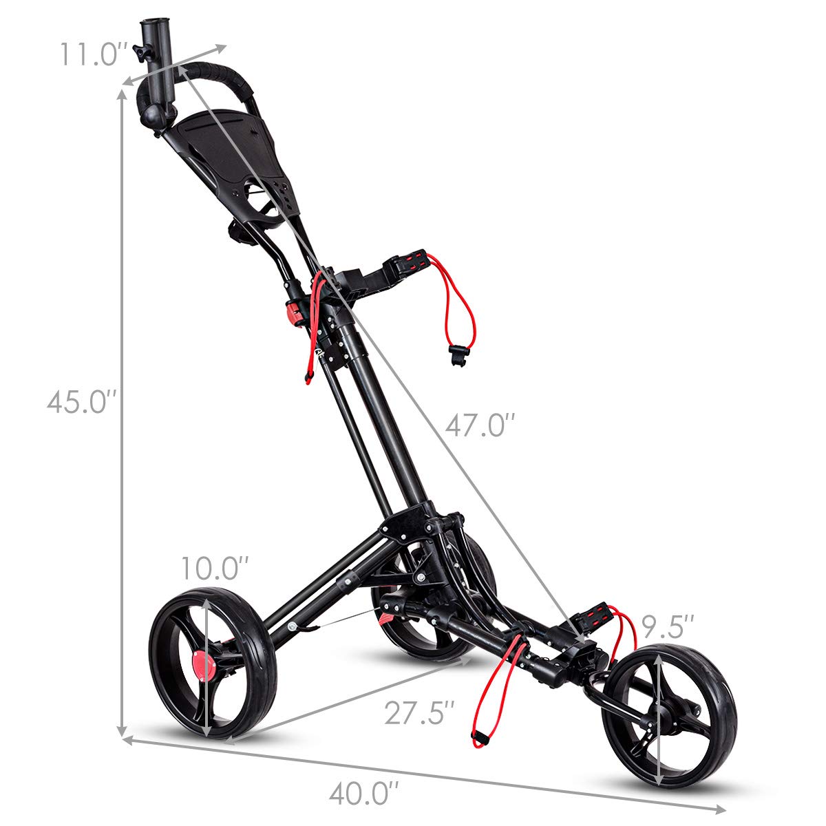Tangkula Golf Push Pull Cart, Lightweight Aluminum Collapsible 3 Wheels