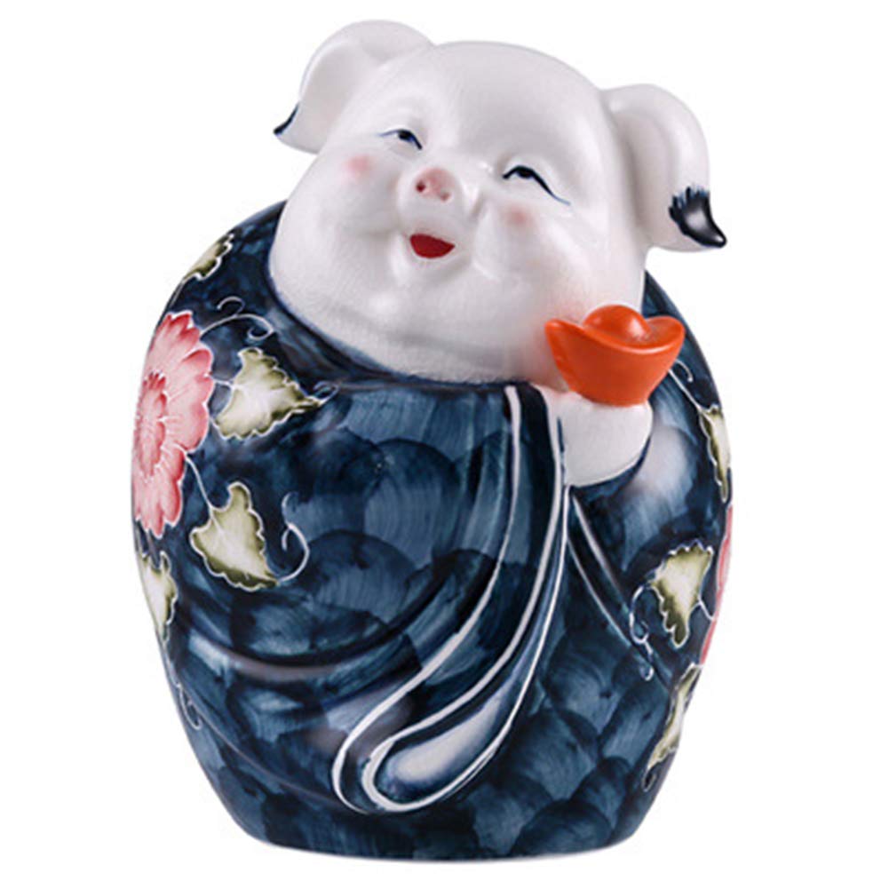 YNIYUJKL Feng Shui Ornaments Pig Statues Home Decor Kitchen, Animal Sculptures Wealth Lucky Adorable Piggy Figurines Decoration Housewarming Congratulatory Gift,C,White-A