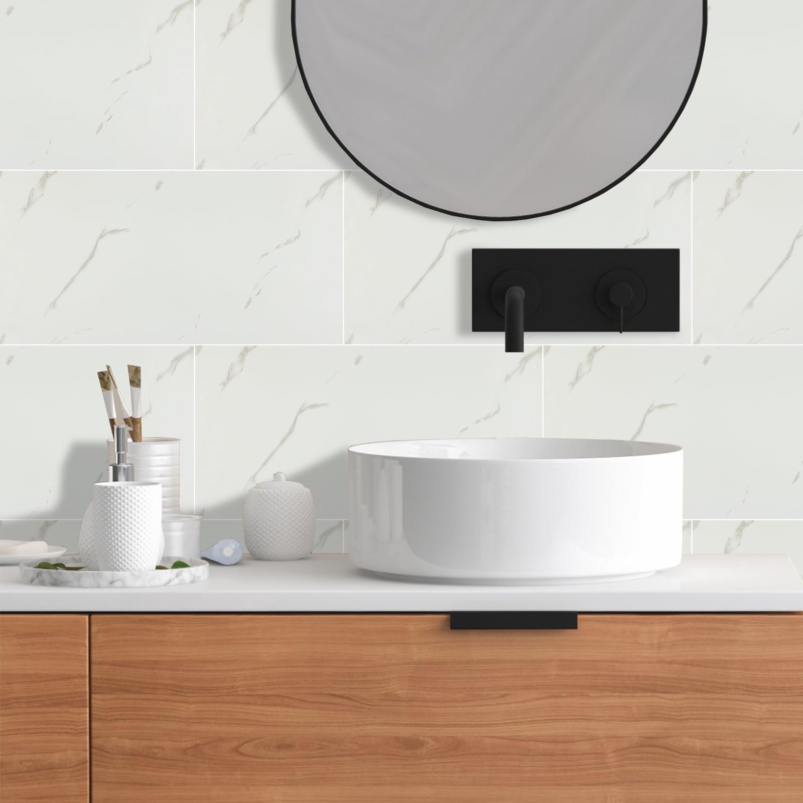 Alened Pegatinas autoadhesivas para azulejos de pared de mármol