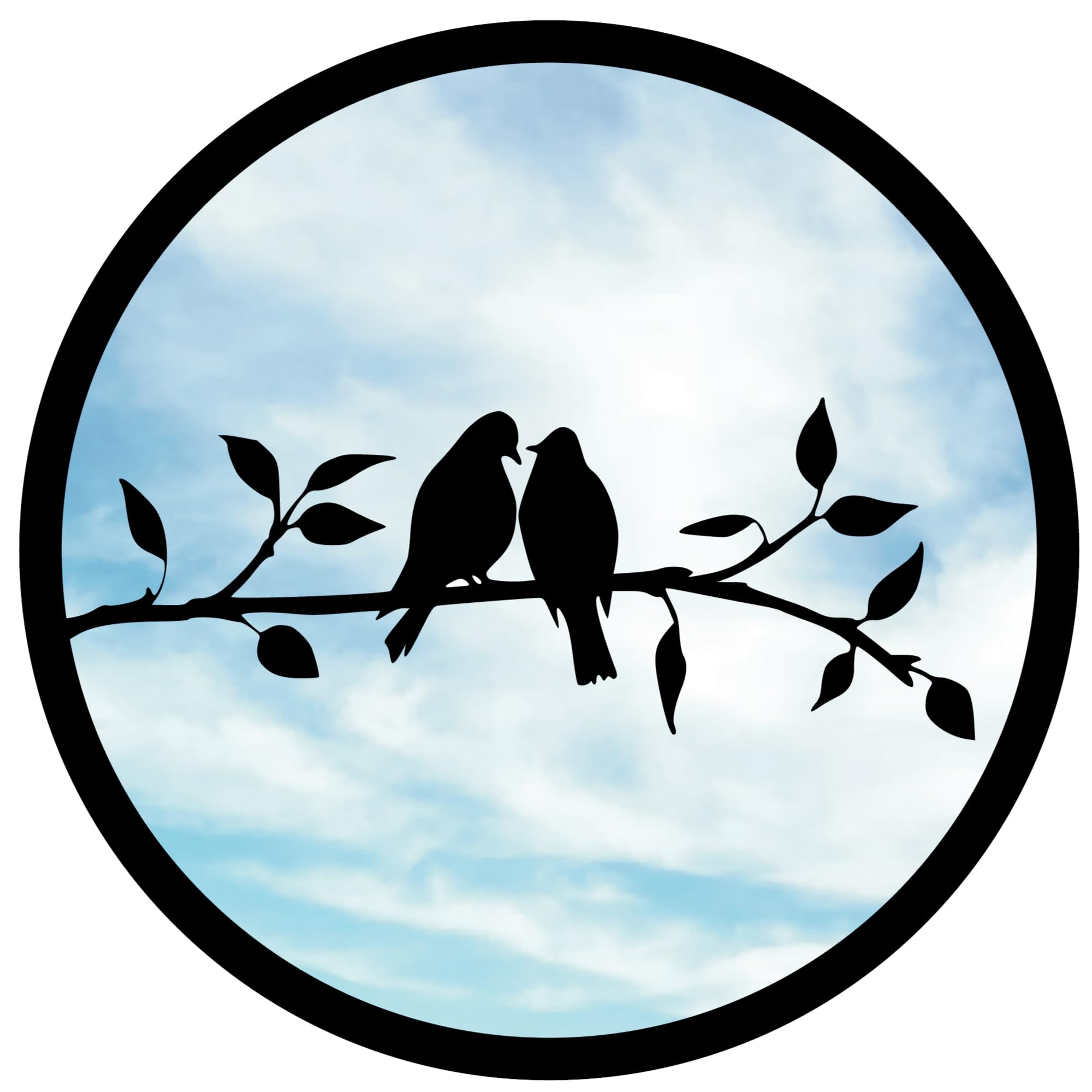 Sun Catcher Garden Decor Two Little Birds Garden Mirror Range of Sizes Round Mirror Outside Rust Resistant Acrylic Fixings Included Gift (33cm / 13 inch)