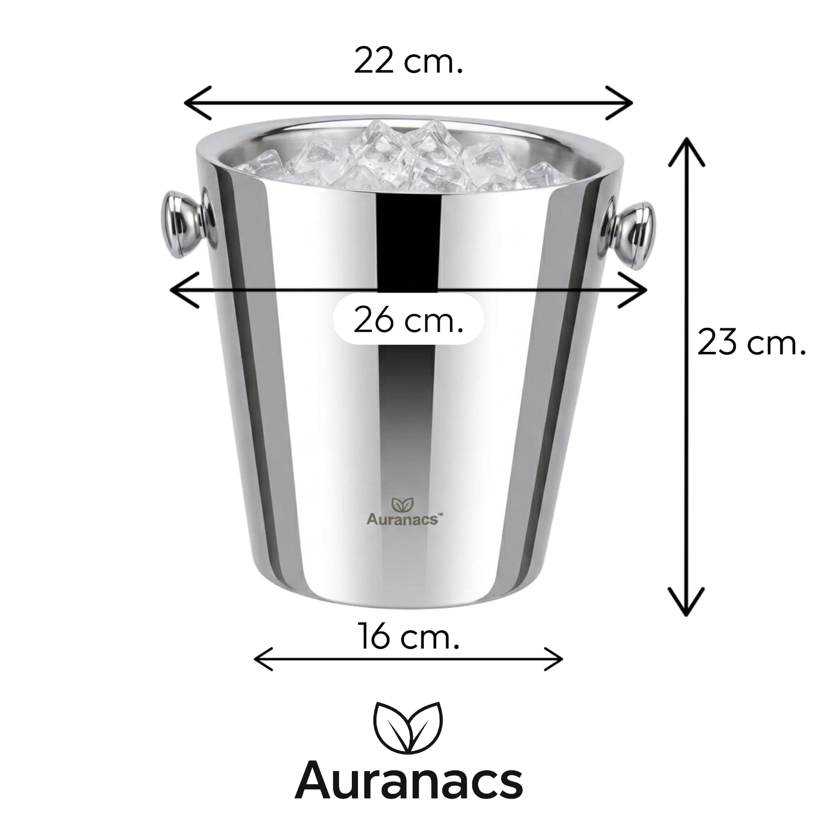 Milano | Doppelwandig isolierter Sektkühler | Champagnerkühler Edelstahl | Spiegelpoliert, 4,5L, Ø22cm, mit Griffen | Weinkühler für Champagner, Partys & Gastronomie
