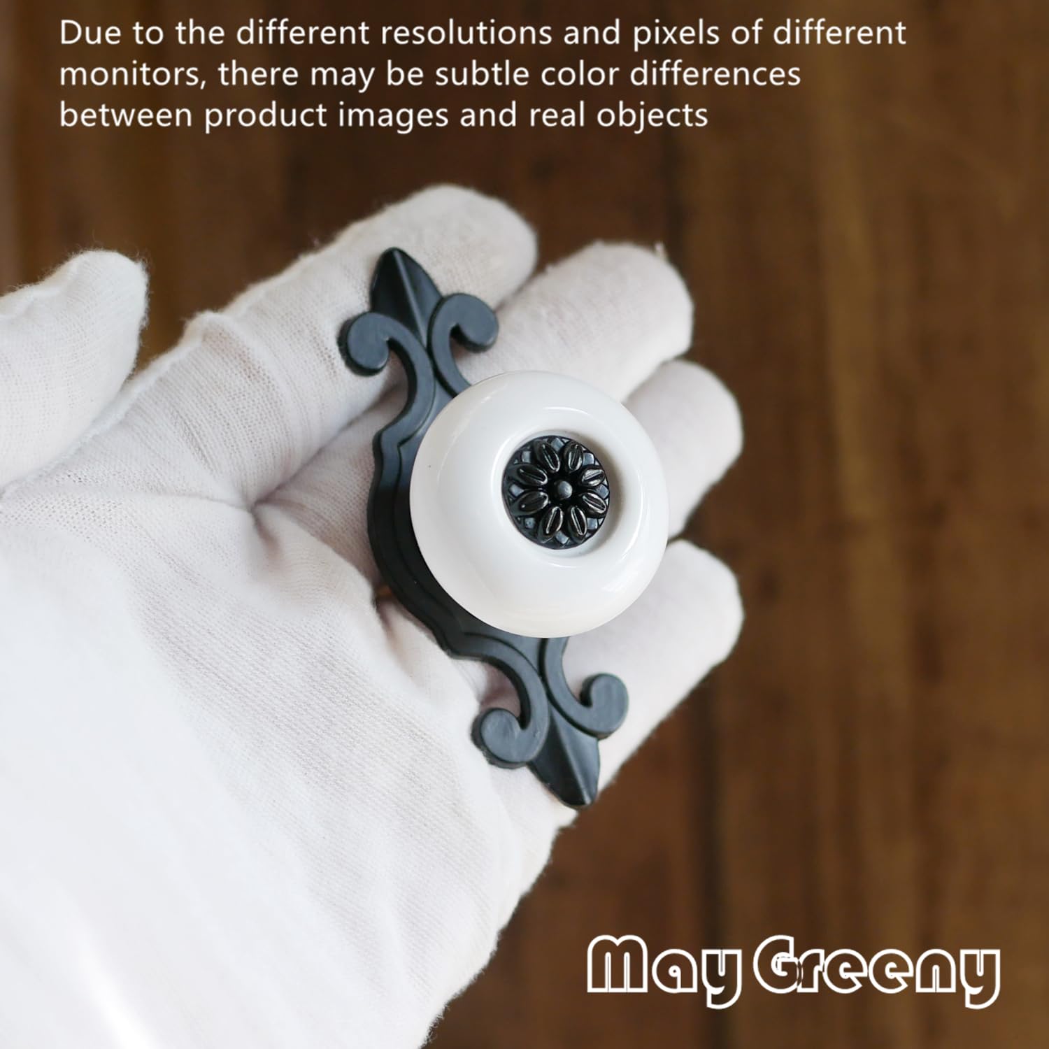 MayGreeny 8Pcs Vintage Ceramic Cabinet Knobs Handles Pulls for Kitchen Cabinets Cupboard Bathroom Dresser Wardrobe Closet Decoration Pulls (White-Black) - Image 3