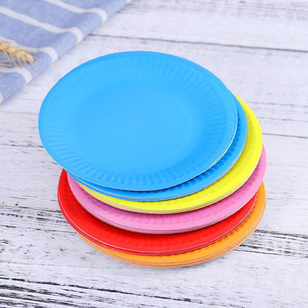 Toyvian Piatti Di Carta Usa E Getta 6 Pollici 100 Pezzi Piatti Colorati Per Feste Di Compleanno Piatto Di Carta Per Torte Dessert E Snack