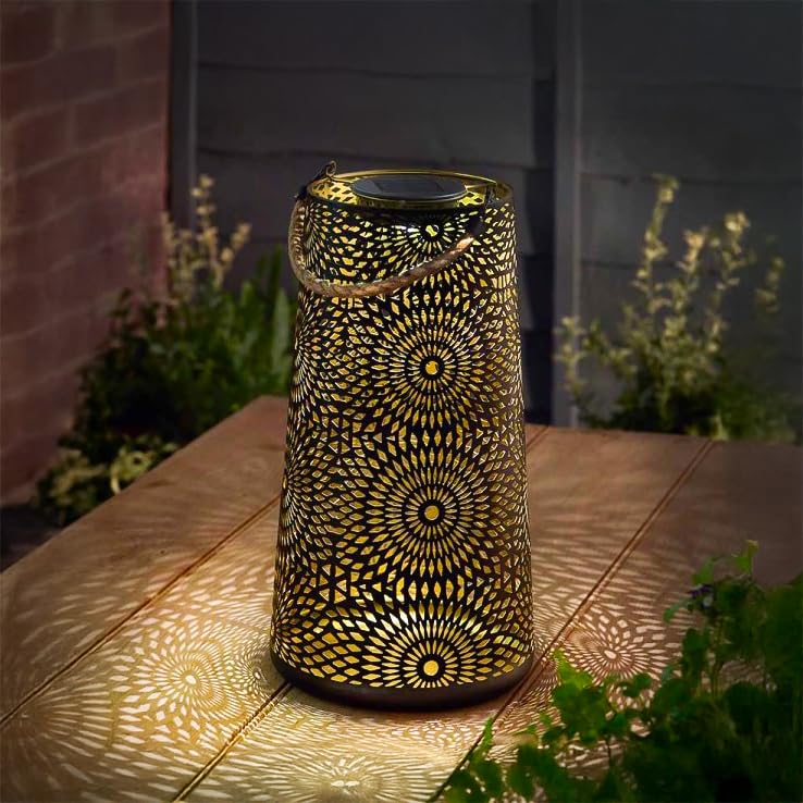 Garden Mile Solar LED Lantern Lighting for Outdoors Hanging Garden Damasque Lamp Solar Lighting for Outside Silhouette Lighting for Garden (Muscat Lantern - Xl)
