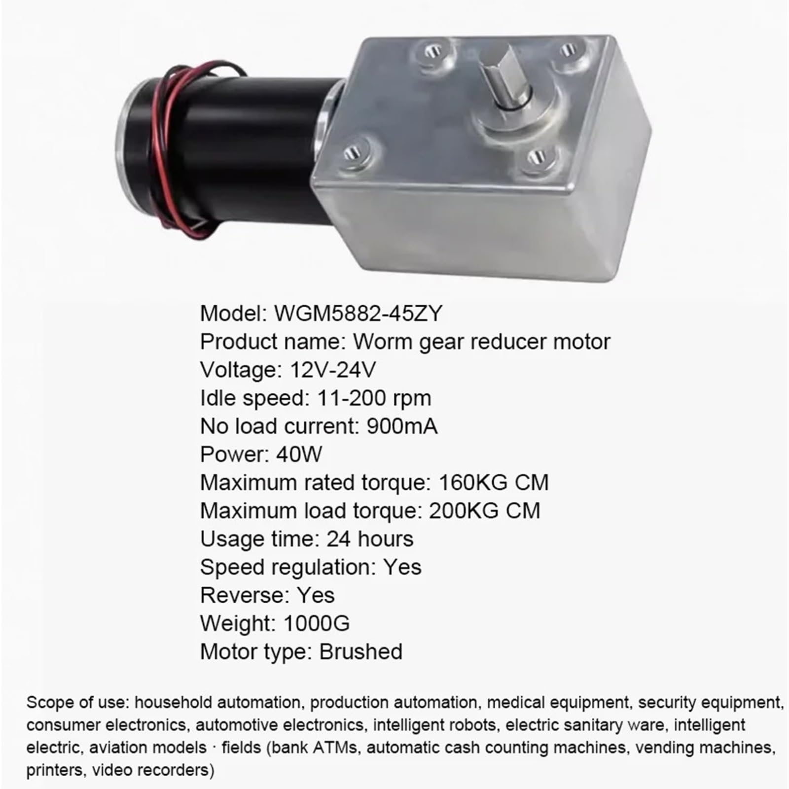 200 kg 5882-45 Gleichstrom-Untersetzungsmotor, 12 V, 24, hohes Drehmoment, Schneckenselbstsperrung, langsame Geschwindigkeitsregelung vorwärts und rückwärts(24rpm,24V)