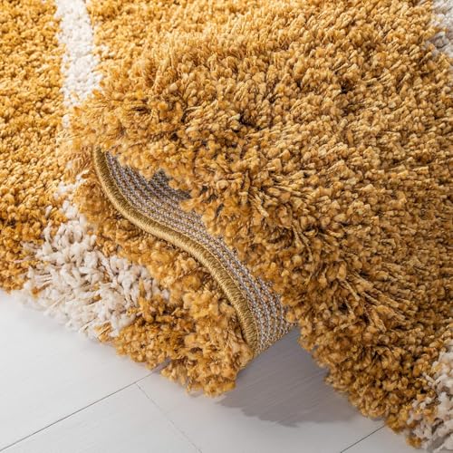 Image of Carpet for Hallway, Kitchen, and Modern Interiors, Cozy Shag Runner for Living Room, Entryway & Office Decor Size 1.5x4 feet Gold B
