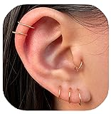14k Gold Filled Tragus Hoop Earrings for Women | Tragus Piercing Jewelry | Small Thin Cartilage Helix Tragus Nose Gold Hoop Rings 6mm 20 Gauge