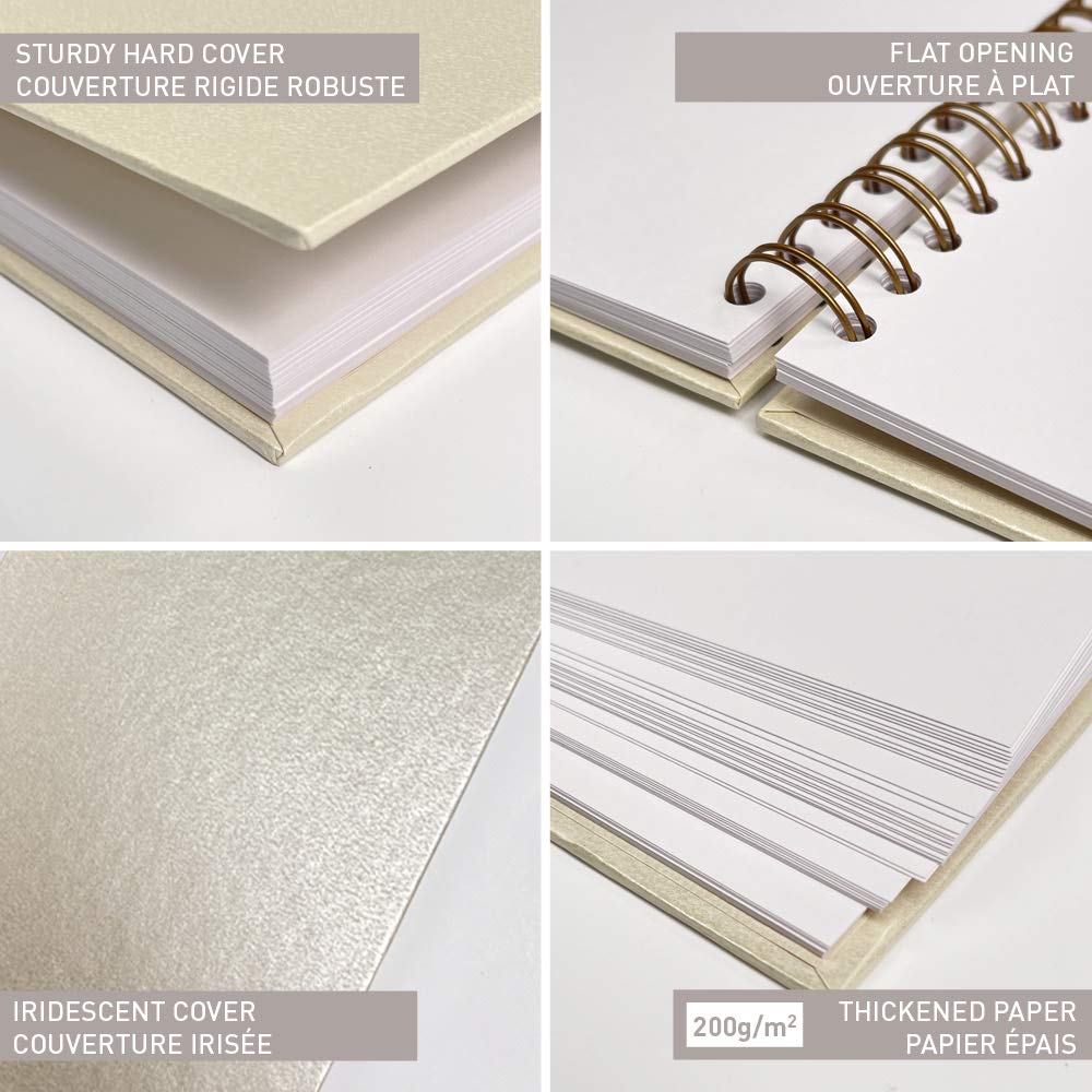Clairefontaine 95433C - Álbum de espiral Diy 40 hojas blancas 32 x 24 cm, 200 g, tapa dura marfil irisado (Paquete de 2)