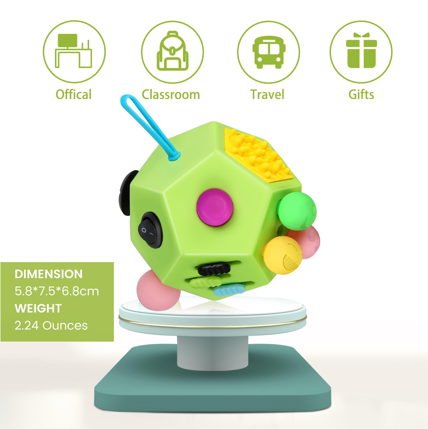 VCOSTORE Cubo Antiestrés Fidget de 12 Lados Original Fidget Toy para Adultos y Niños, Juego Sensorial para Autismo, Juego para Niños con TDAH — view 5