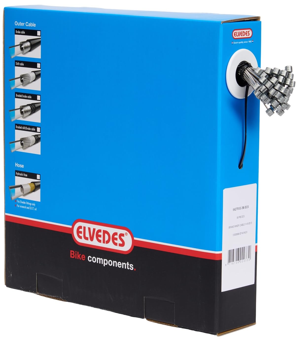 Câbles intérieurs de frein universels boîte 50 pièces Elvedes acier inox noir O7mm