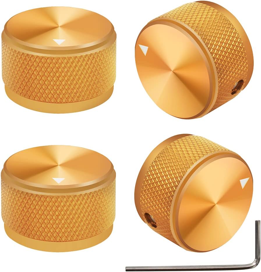 mxuteuk 4pcs Black Metal Potentiometer Control Knob Volume