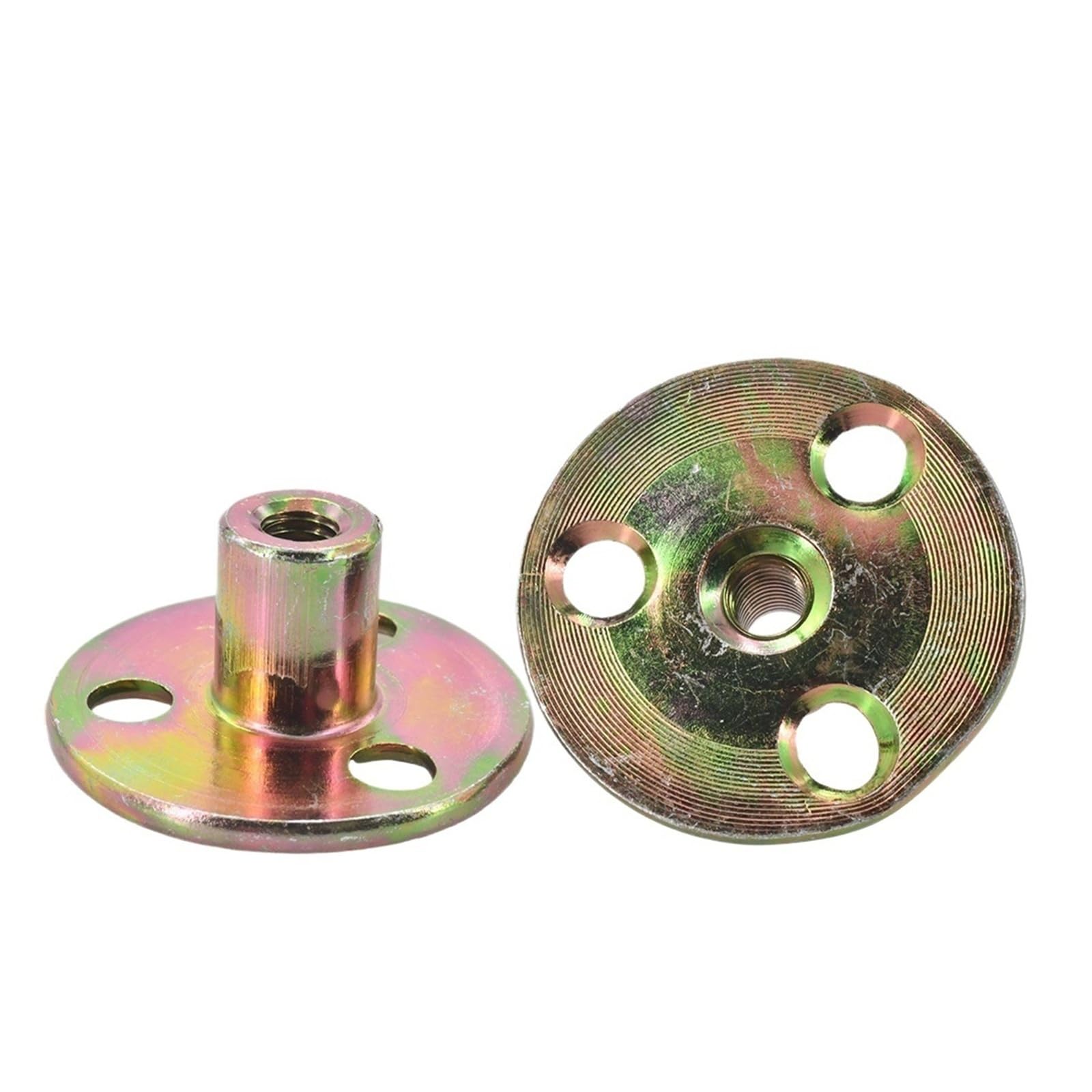 Dado di bloccaggio for mobili con piastra in ferro M6 M8 M10, coppia, for legno, perno di bloccaggio for mobili con piastra in ferro, piede for divano, zincato, a tre fori(M6 (2Pcs))