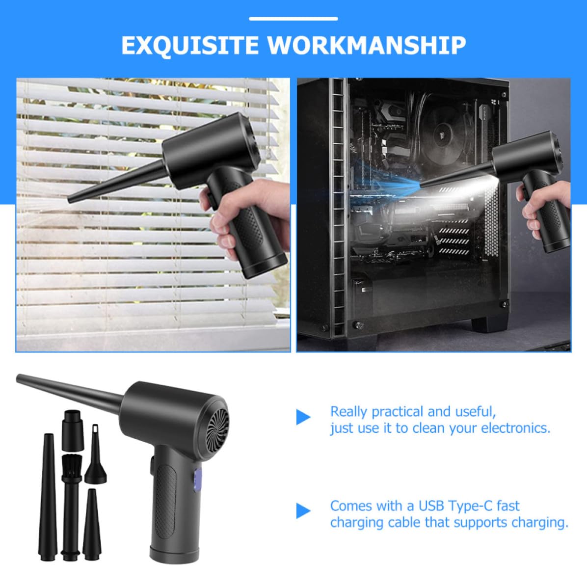 Souffleur de Poussière sans Fil Portable pour Ordinateur
