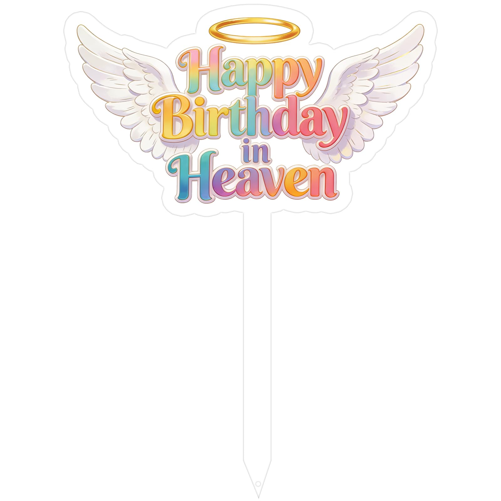 CYUXING Happy Birthday Grave Decorations, Grave Marker Metal Memorial Remembrance Stake Decor for Garden Yard Outdoor Birthday Decoration Supplies, Heart Memorial Plaque Stake