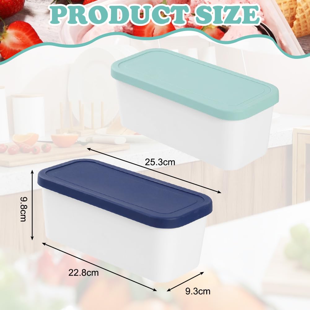 Yuragim Lot de 2 récipients à glace 2 l avec couvercle | Récipient de rangement réutilisable pour glace, sorbet et yaourt fait maison