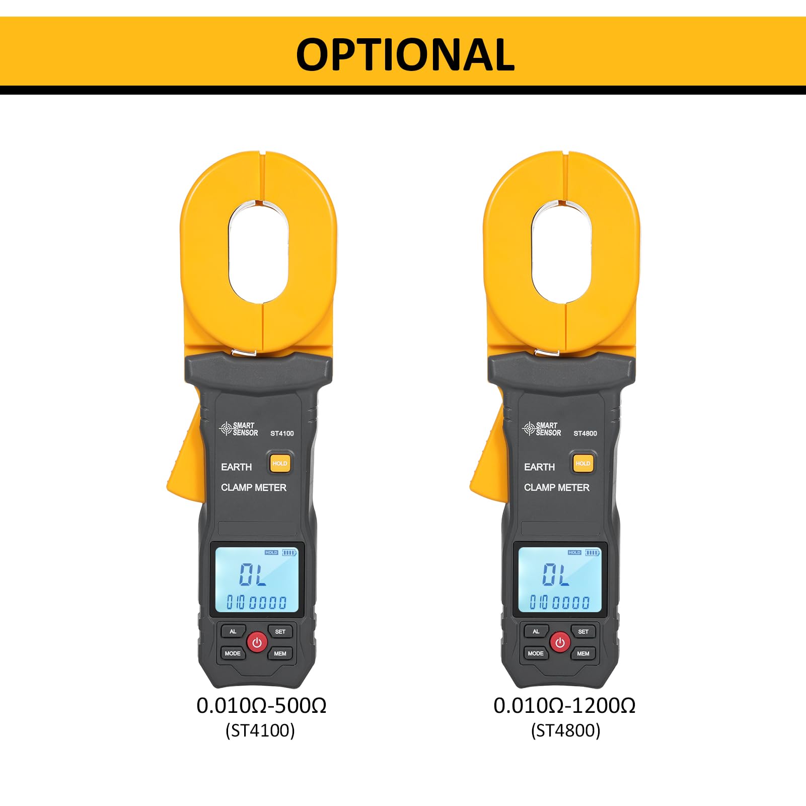 Irfora Erdungswiderstandstester 0,01–500 Ω, 500 Gruppen, Datenspeicherung, multifunktionales digitales Zangenmessgerät mit LCD-Display, Alarmzange, Amperemeter für Elektrizität,