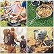 Udbrud Camping Kochgeschirr Set, Camping Topf Edelstahl Camping Kochtopf mit Deckel und faltbarem Griff Tragbar Outdoor Geschirr Set für Camping Wandern Angeln Picknick