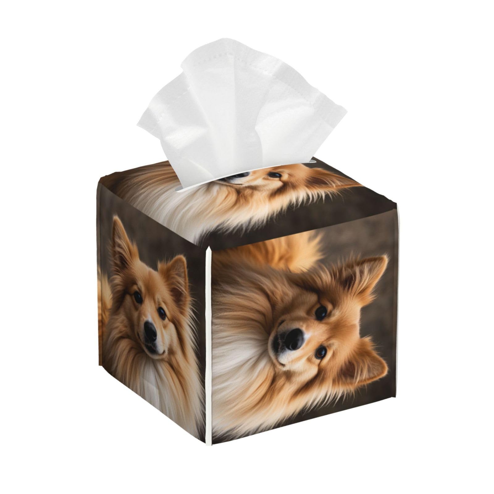 Cute Shetland Dog Tissue Box Cover Square Cube Boxes