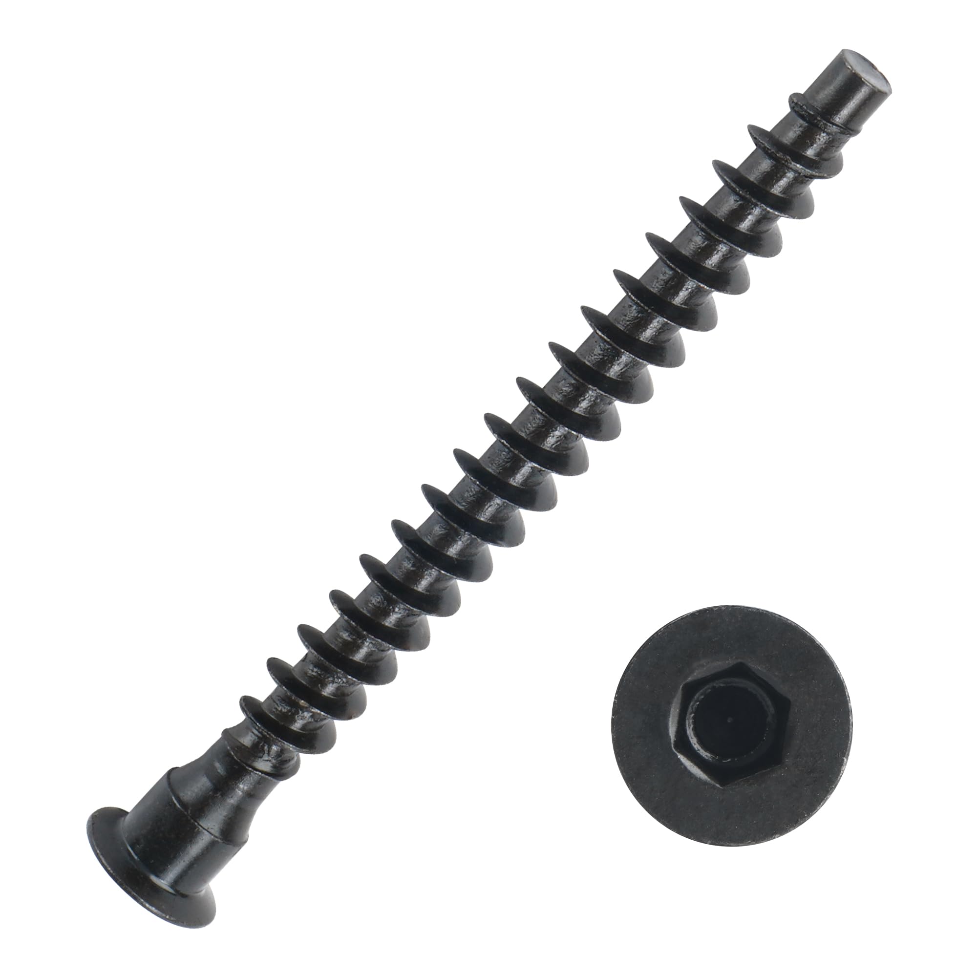 YaaYii M5 x 50mm Confirmat Screws Black 100 PCs, Hex Socket Drive Countersunk Furniture Connecting Self-Tapping Screw Set Carbon Steel Zinc Plated