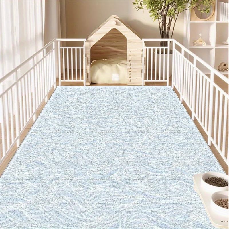 Tapis de salon bleu clair ondulé 160x240cm lavable