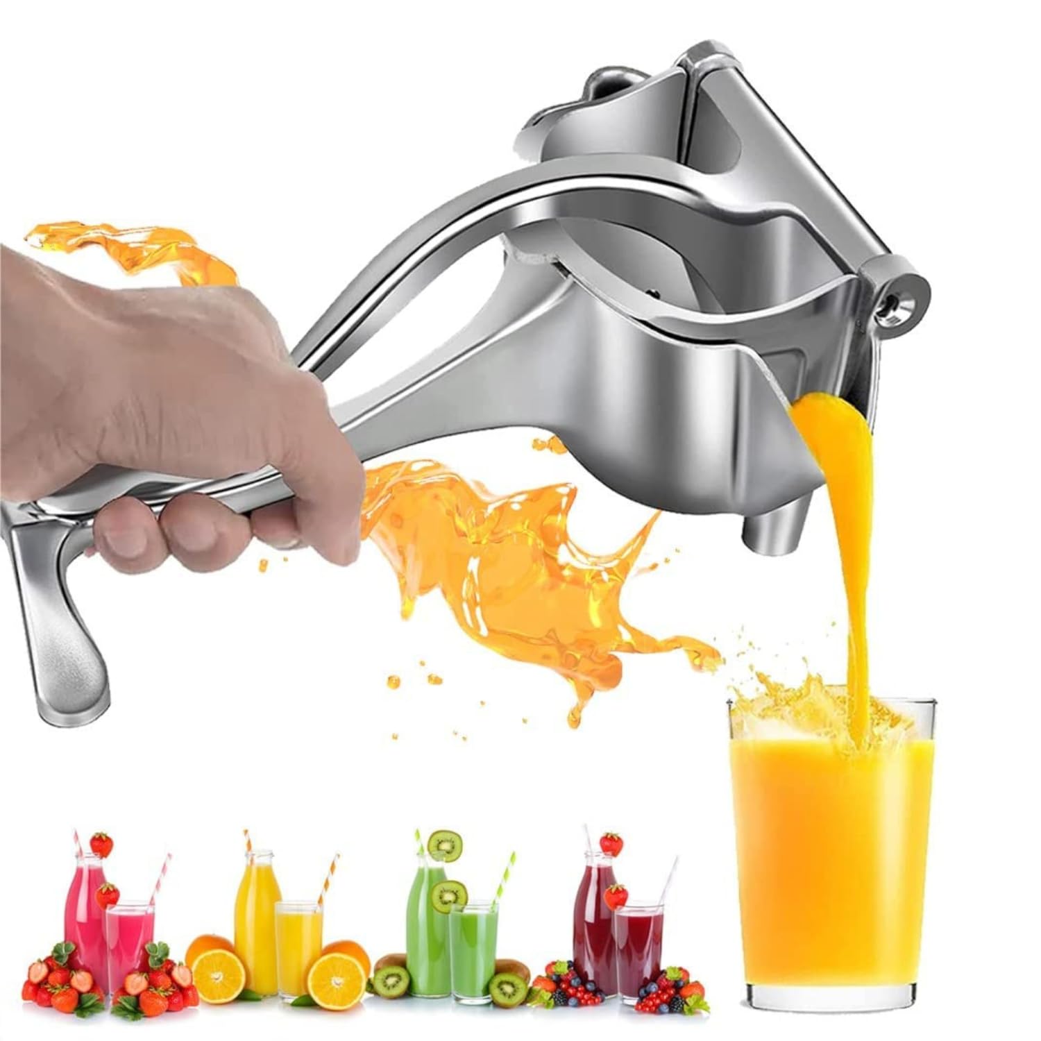 KhuHap Manual Hand Press Citrus Fruit Aluminium Metal Juicer Instant Juice Squeezer machine for Orange Lemon Grapefruits Limes Mosambi Santra Nimbu Kinnow Naranj Chakotra berry Karonda, Pack of 1