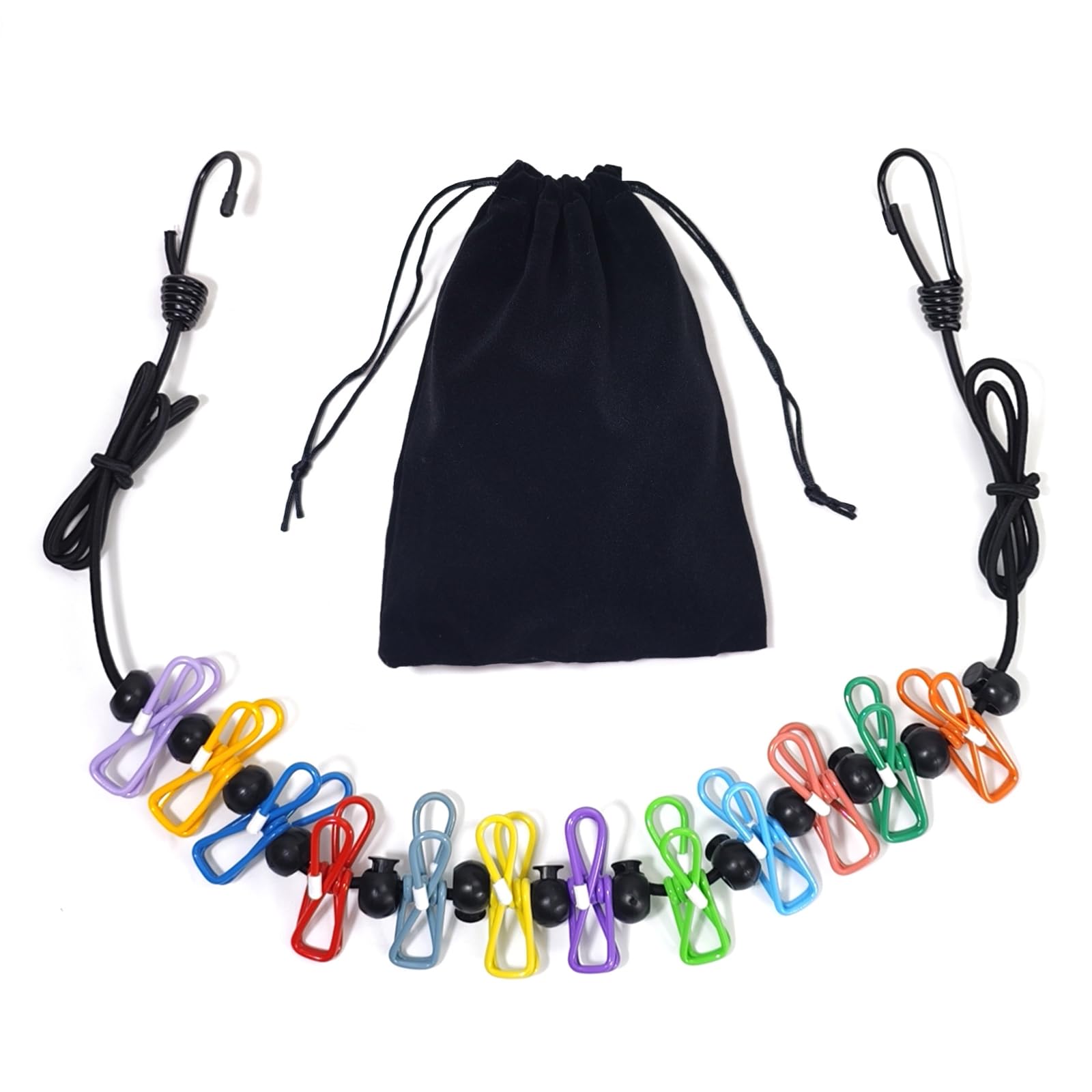HFZRZFH Portable Retractable Travel Clothesline, Adjustable 4.9ft-12ft with 12 Colorful Clips - Ideal for Cruise, Hotel, Camping, RV, Home