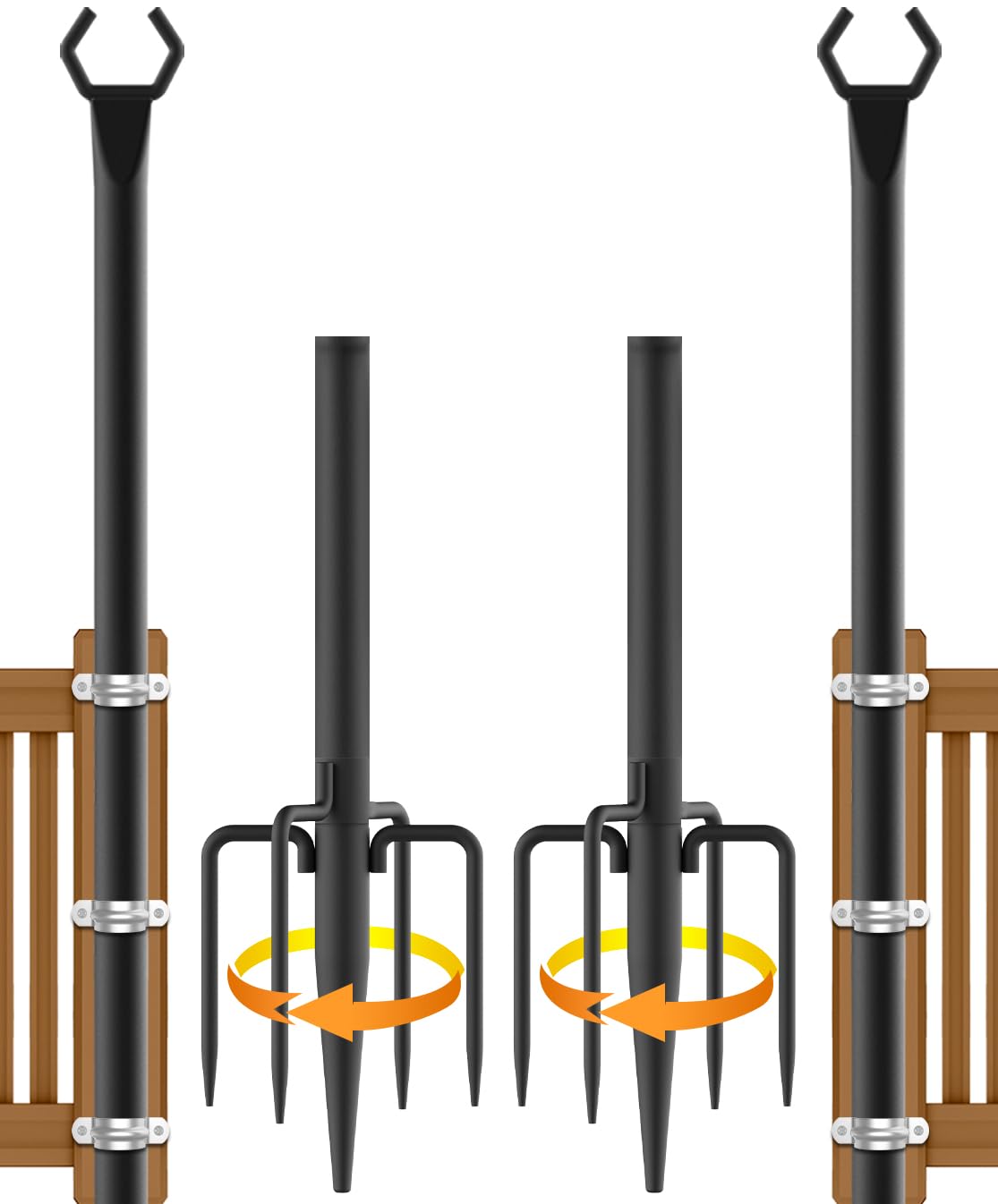 NUERPO 2 Pack String Light Poles,Metal Poles for Hanging Outdoor Light Strings,2 Pack 10 FT Light Poles Stand for Outside Garden,Patio,Wedding,Backyard,Deck,Party