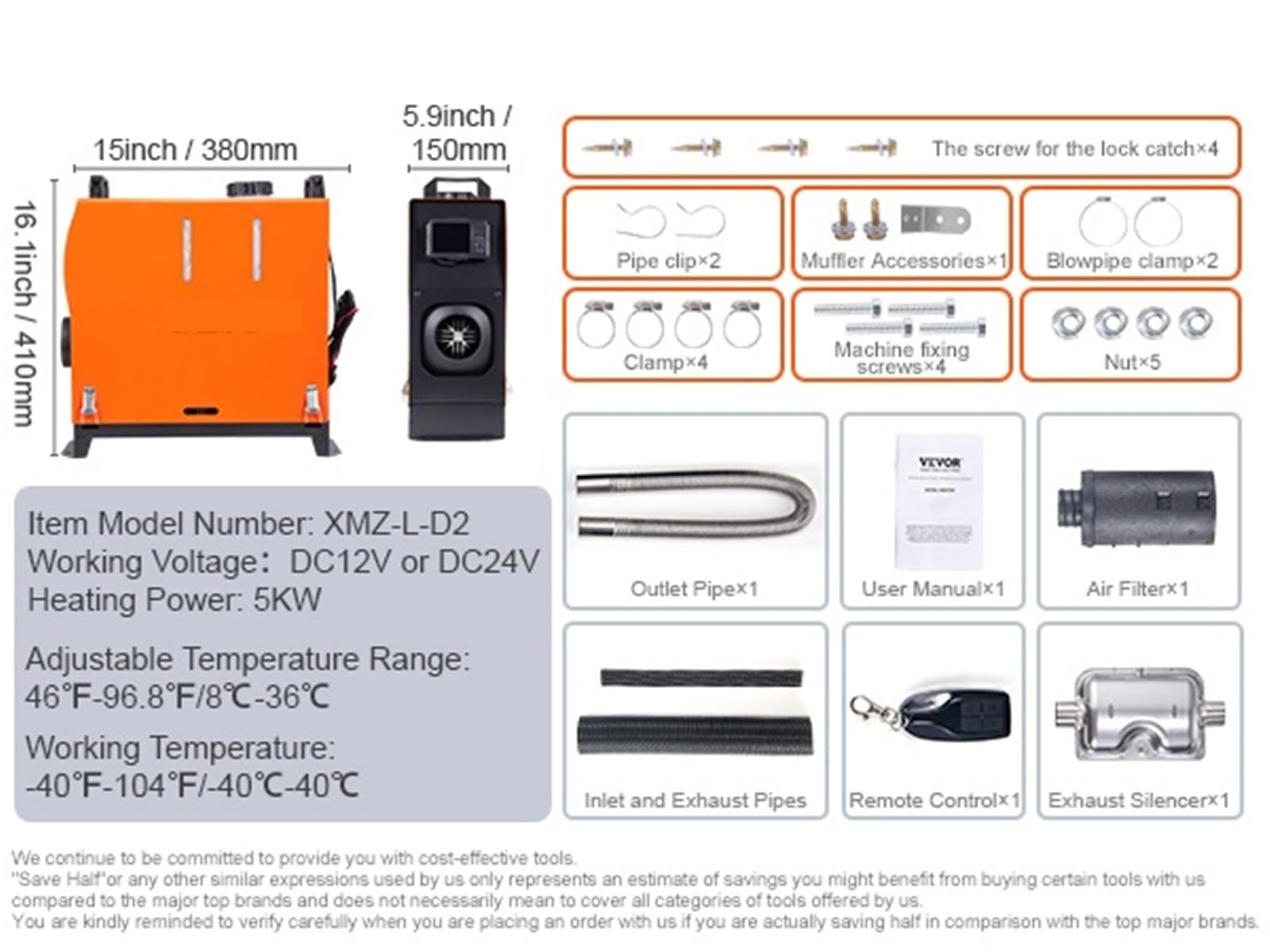 nagrzewnica powietrza Nagrzewnica Powietrza Diesel 5 KW, 12 V, Nagrzewnica Samochodowa Z Pilotem I Wyświetlaczem LCD, Nagrzewnica Postojowa Diesel Do Przyczepy Kempingowej