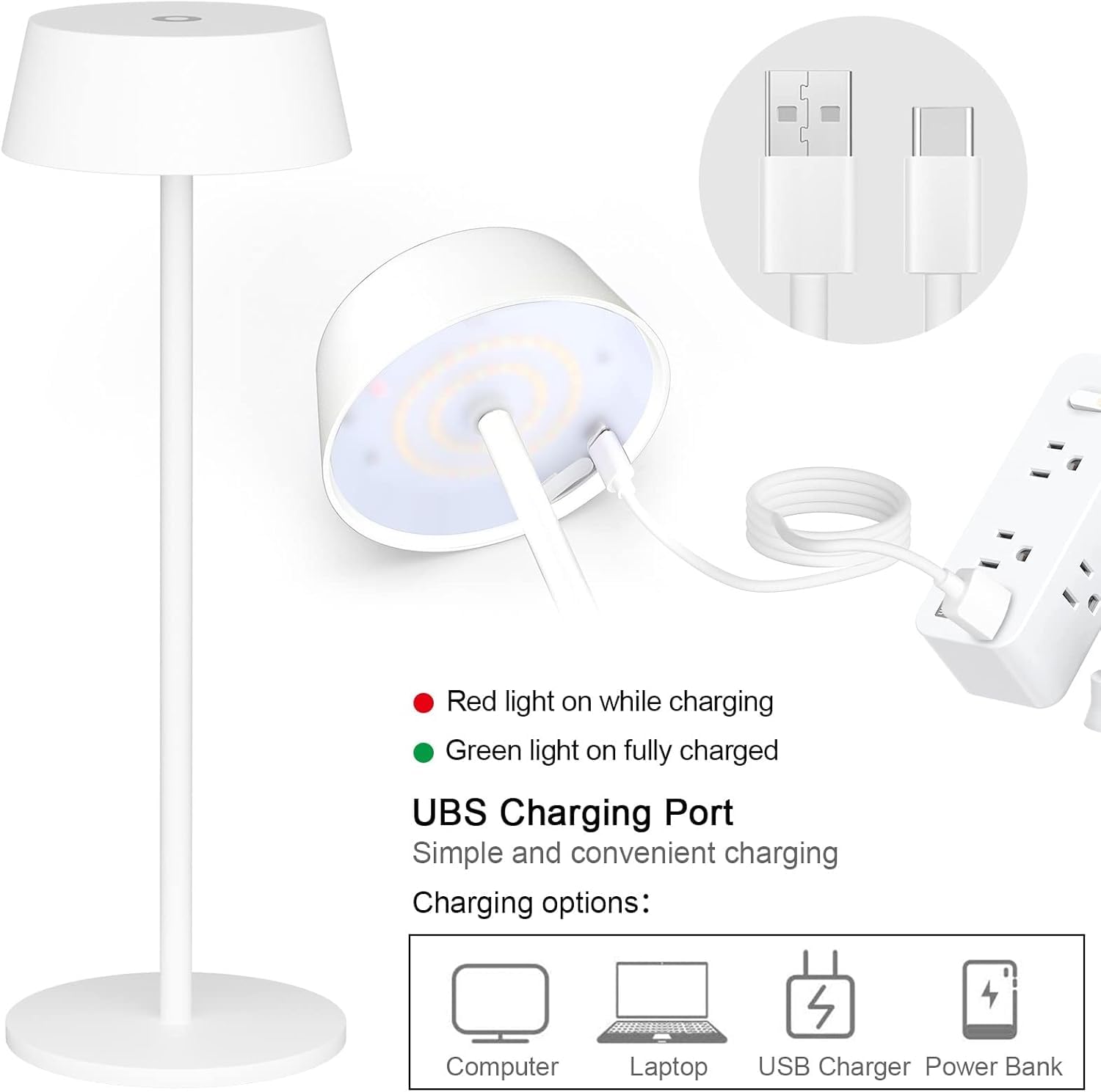 Klighten 2 Stuks LED Dimbaar Batterij Tafellamp Draadloos, Oplaadbaar Warme Lichtkleur 3000K Bureaulamp voor Binnen en Buiten met USB-C, Zwart, Aluminium, IP54 Waterdicht