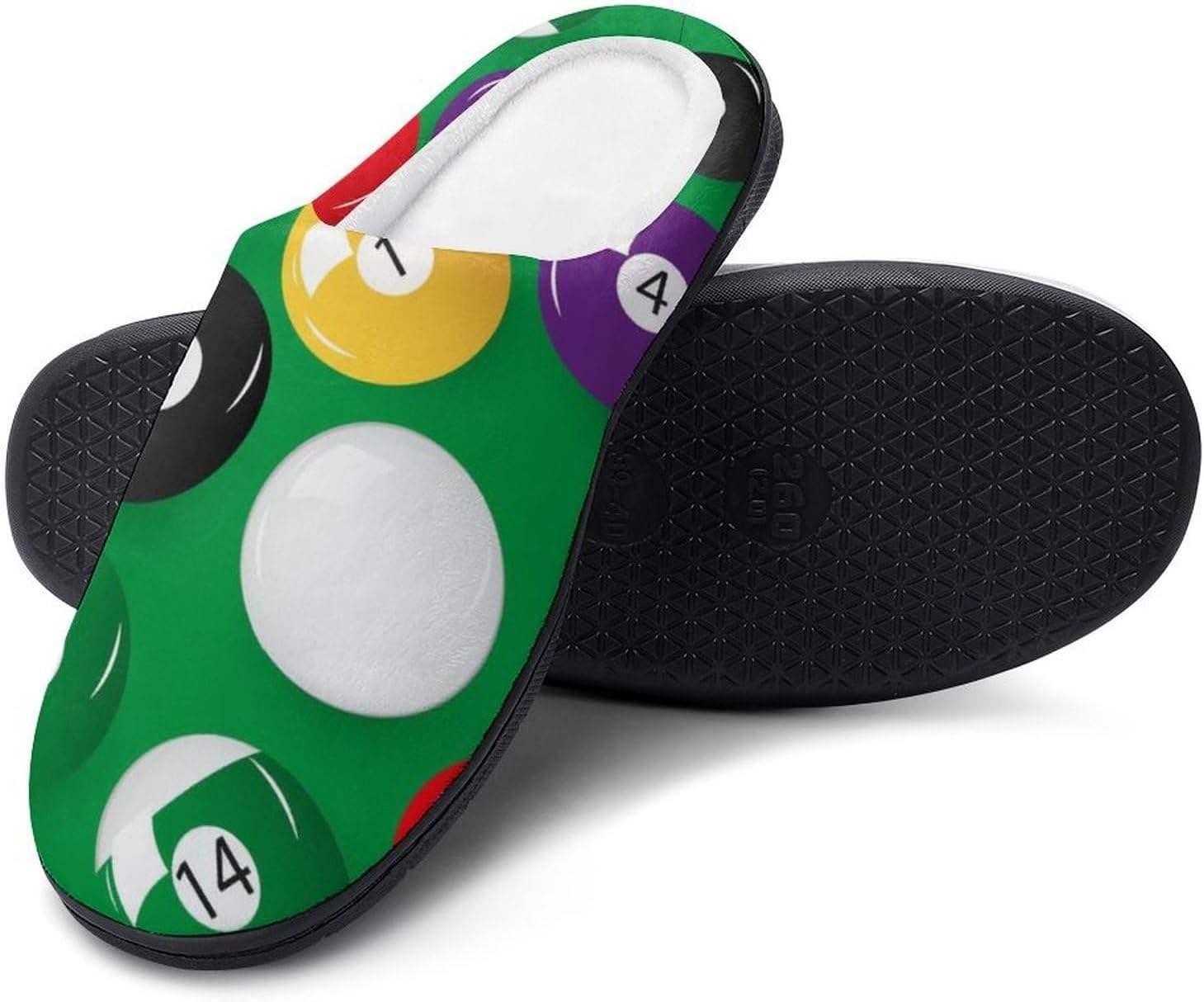 Billiards Pool Table Balls Women's House Slippers Memory Foam Warm Shoes Spa Rubber Sole Indoor Outdoor